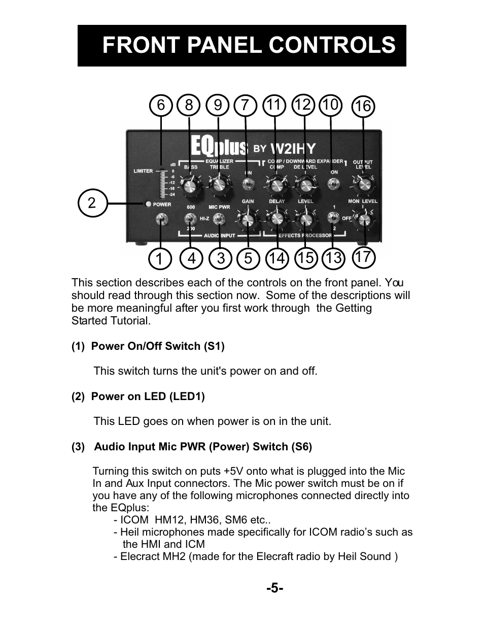 Front panel controls | Kenwood AUDIO PROCESSOR User Manual | Page 5 / 21