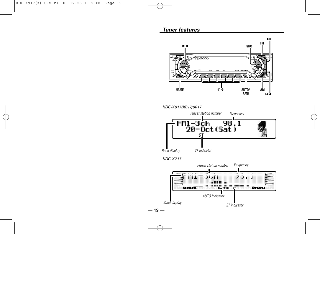 Tuner features | Kenwood KDC-9017 User Manual | Page 19 / 52