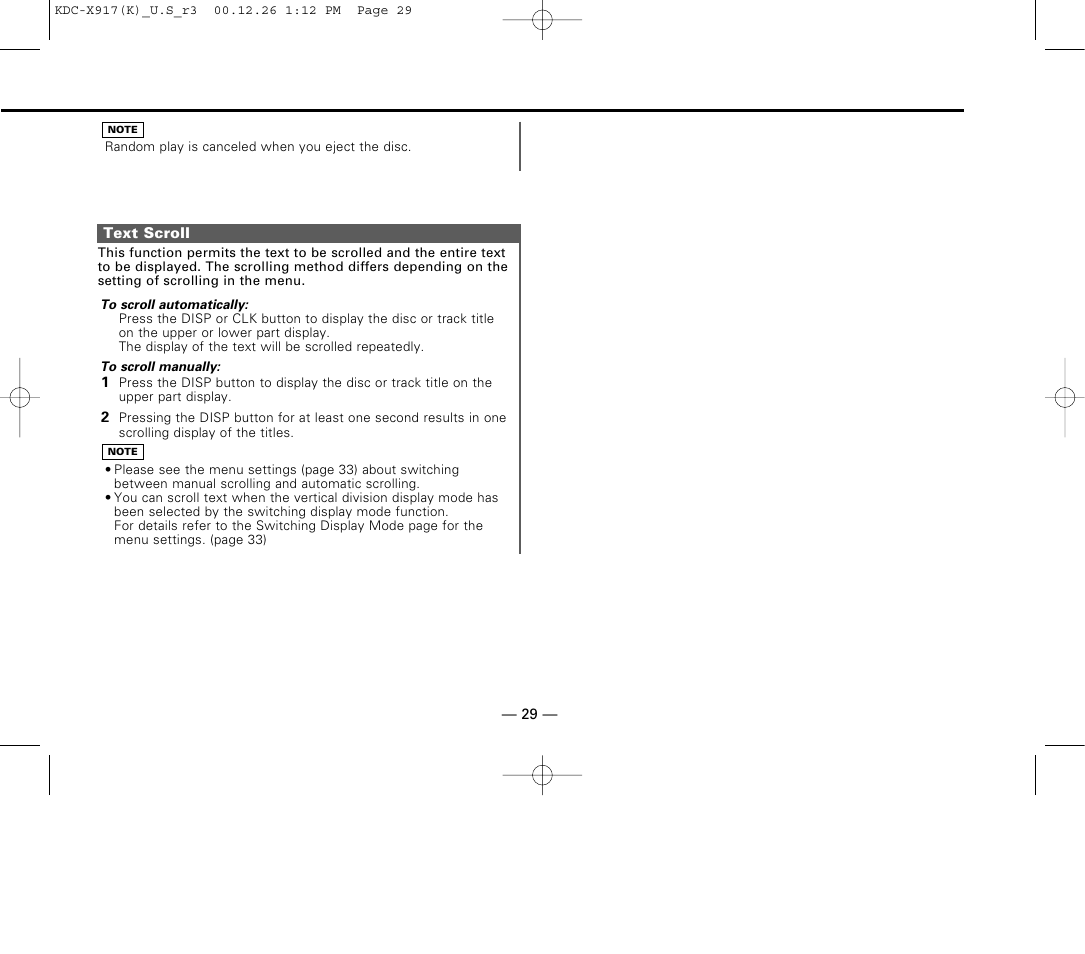 Text scroll | Kenwood KDC-9017 User Manual | Page 29 / 52