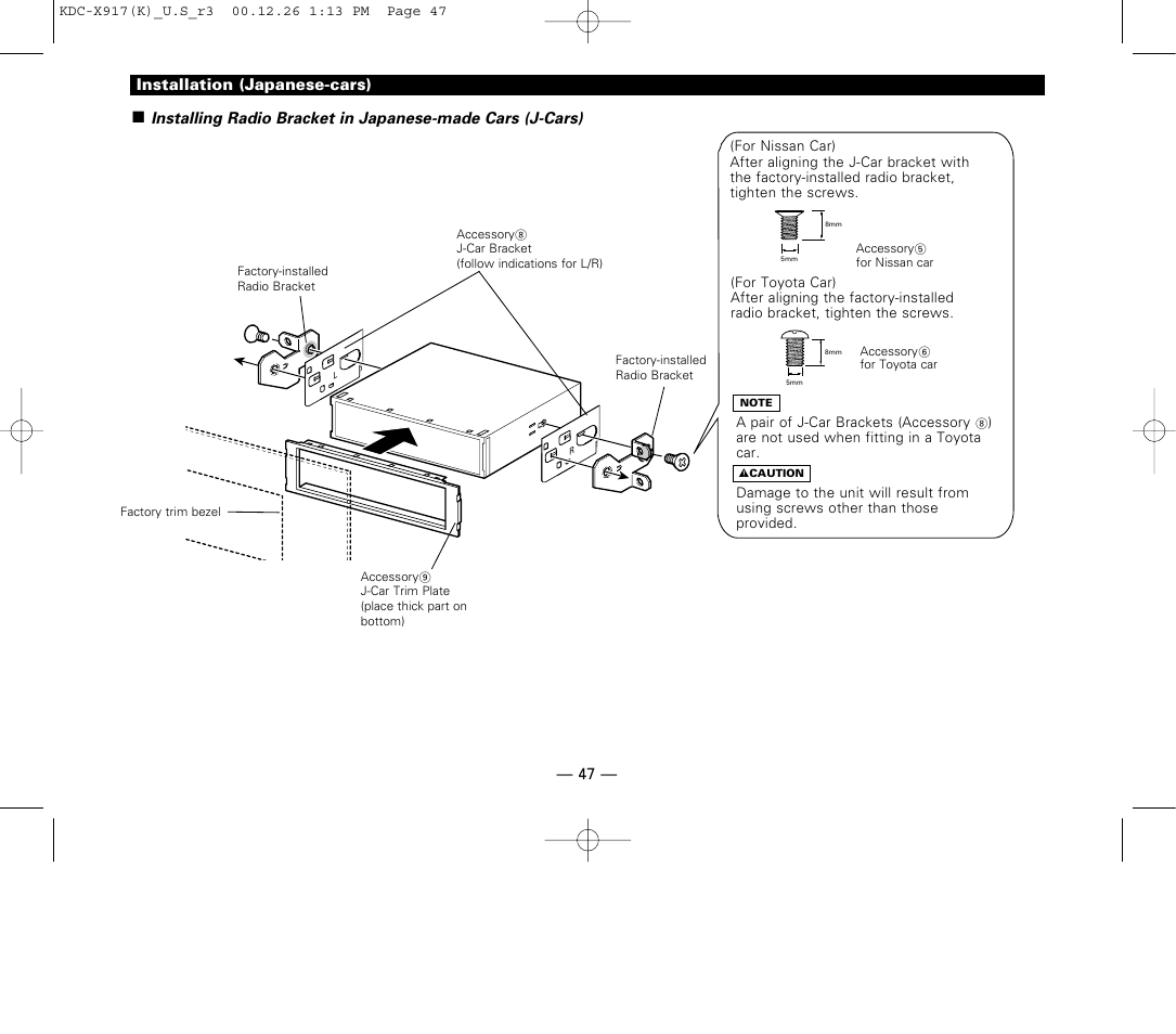 Installation (japanese-cars) | Kenwood KDC-9017 User Manual | Page 47 / 52