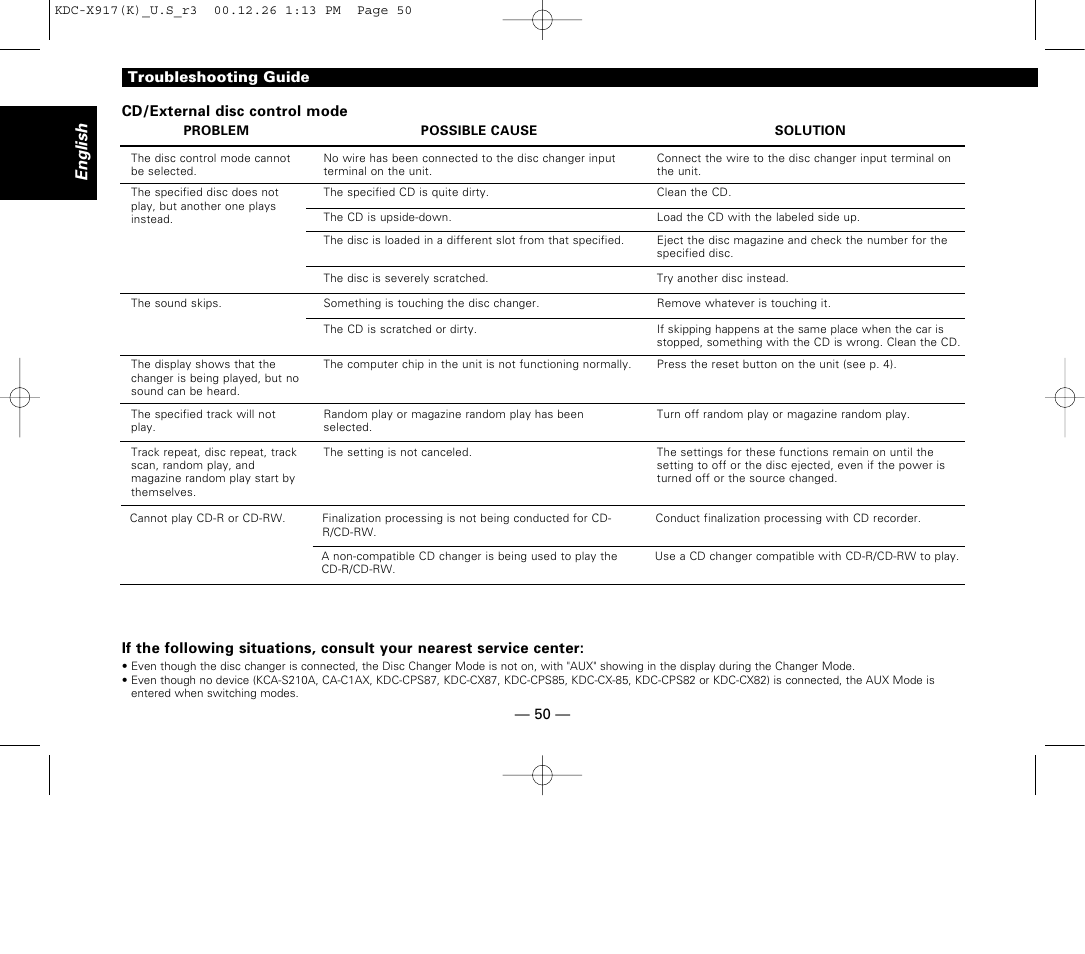 English | Kenwood KDC-9017 User Manual | Page 50 / 52