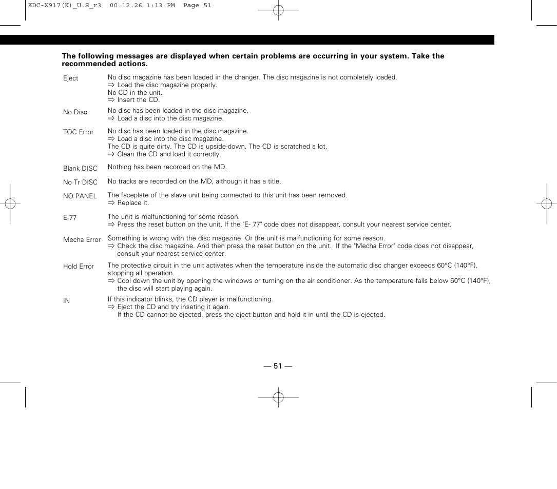 Kenwood KDC-9017 User Manual | Page 51 / 52