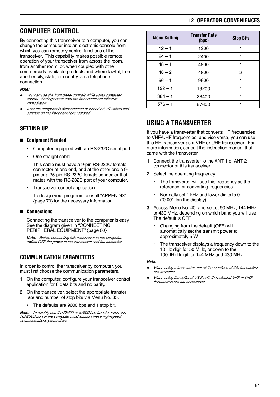 Computer control, Using a transverter | Kenwood TS-570S TS-570D User Manual | Page 57 / 89