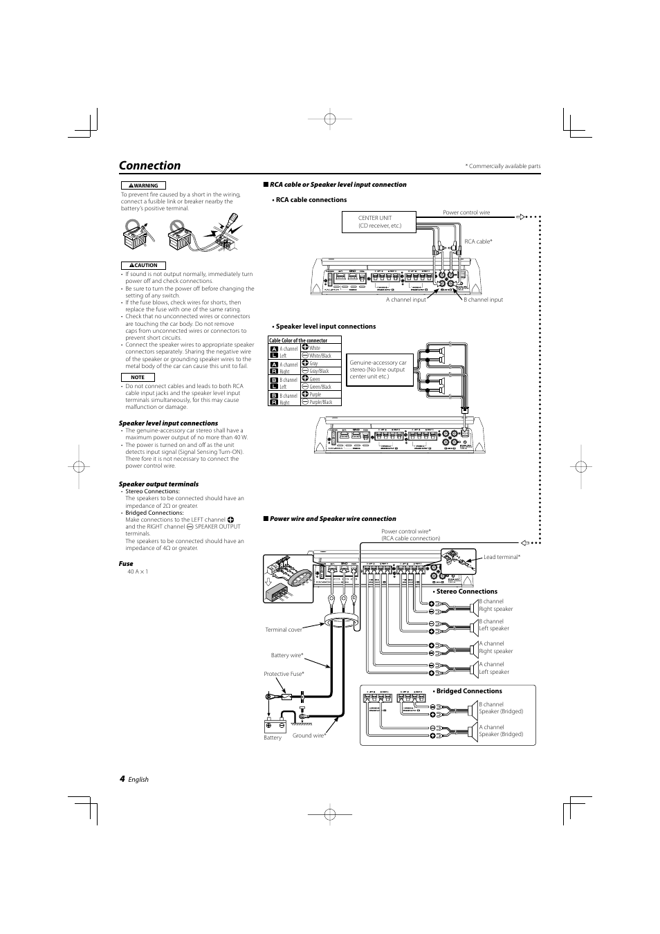 Connection | Kenwood KAC-8404 User Manual | Page 4 / 6