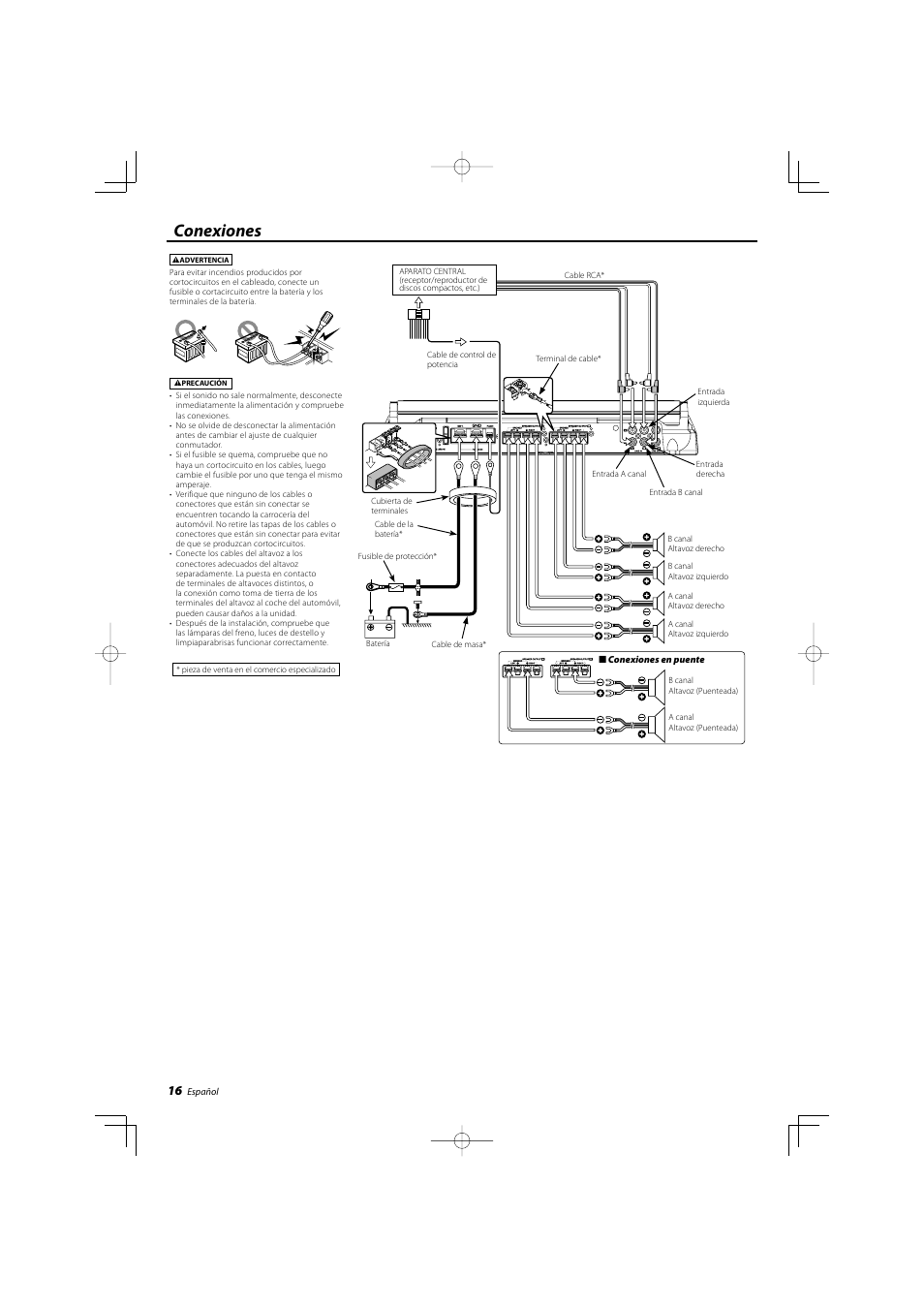 Conexiones | Kenwood eXcelon KAC-X40 User Manual | Page 16 / 20