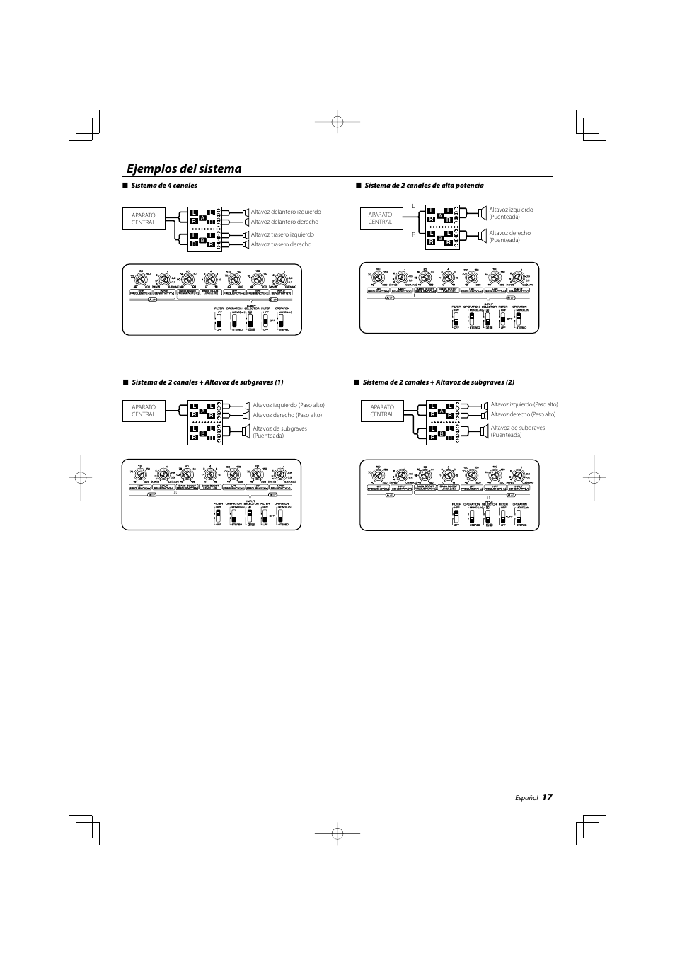 Ejemplos del sistema | Kenwood eXcelon KAC-X40 User Manual | Page 17 / 20