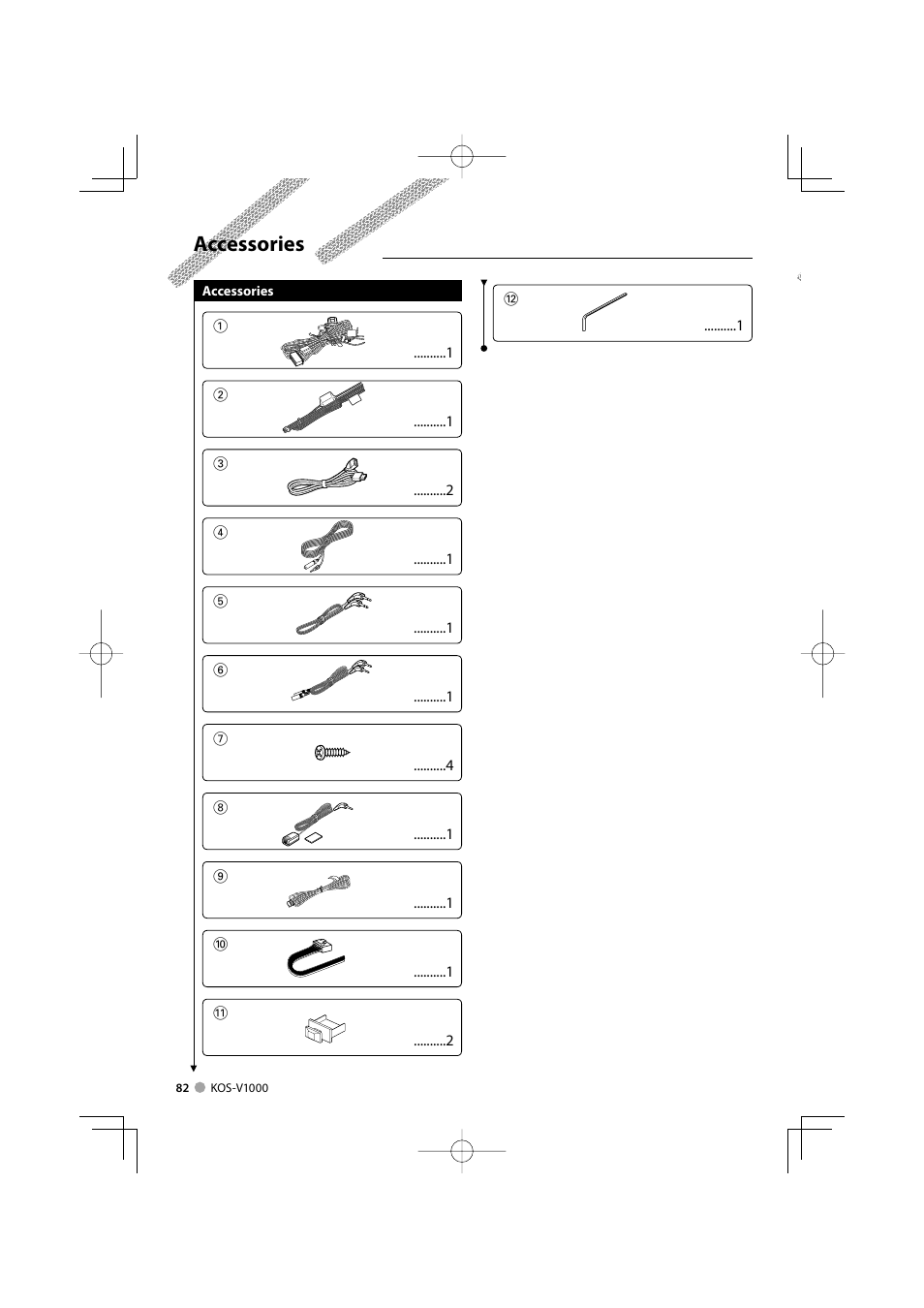 Accessories | Kenwood KOS-V1000 User Manual | Page 82 / 92