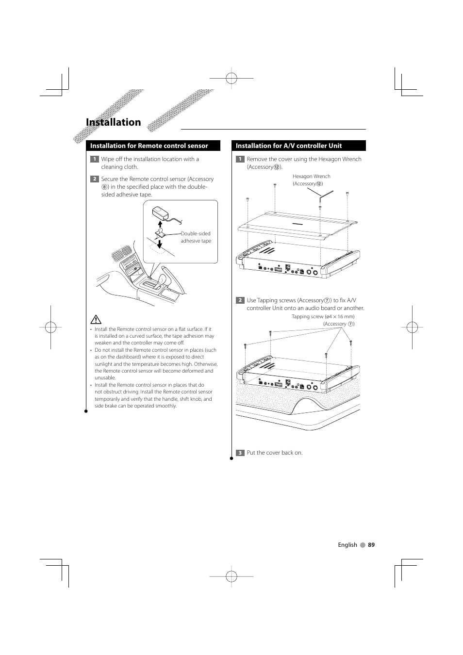 Installation | Kenwood KOS-V1000 User Manual | Page 89 / 92