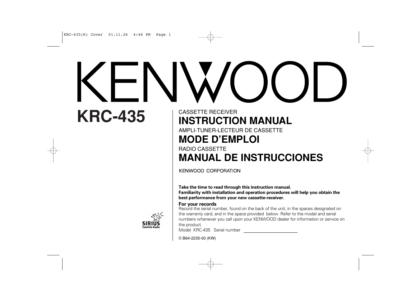 Kenwood KRC-435 User Manual | 31 pages