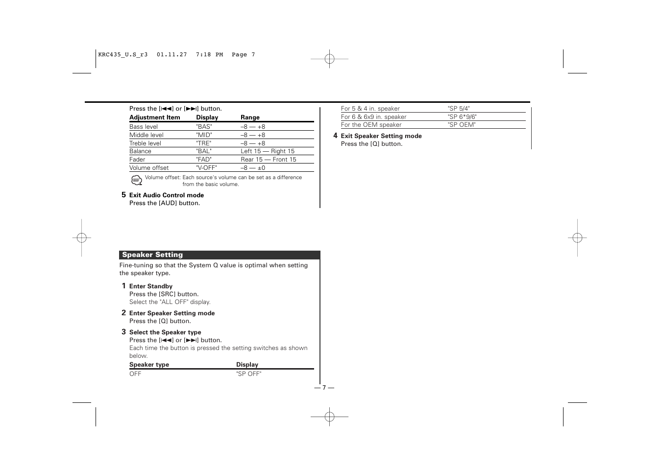 Kenwood KRC-435 User Manual | Page 7 / 31