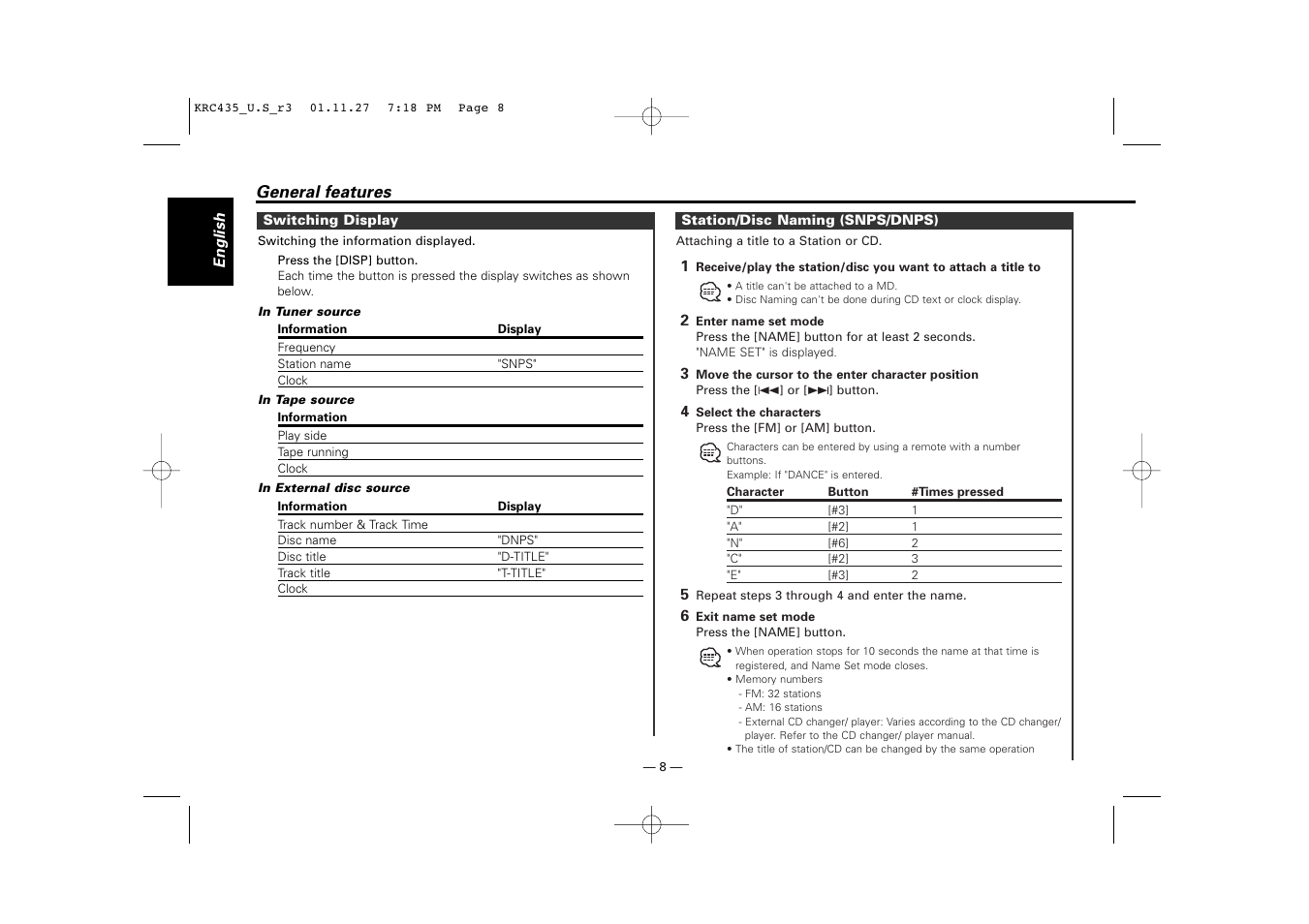 Kenwood KRC-435 User Manual | Page 8 / 31