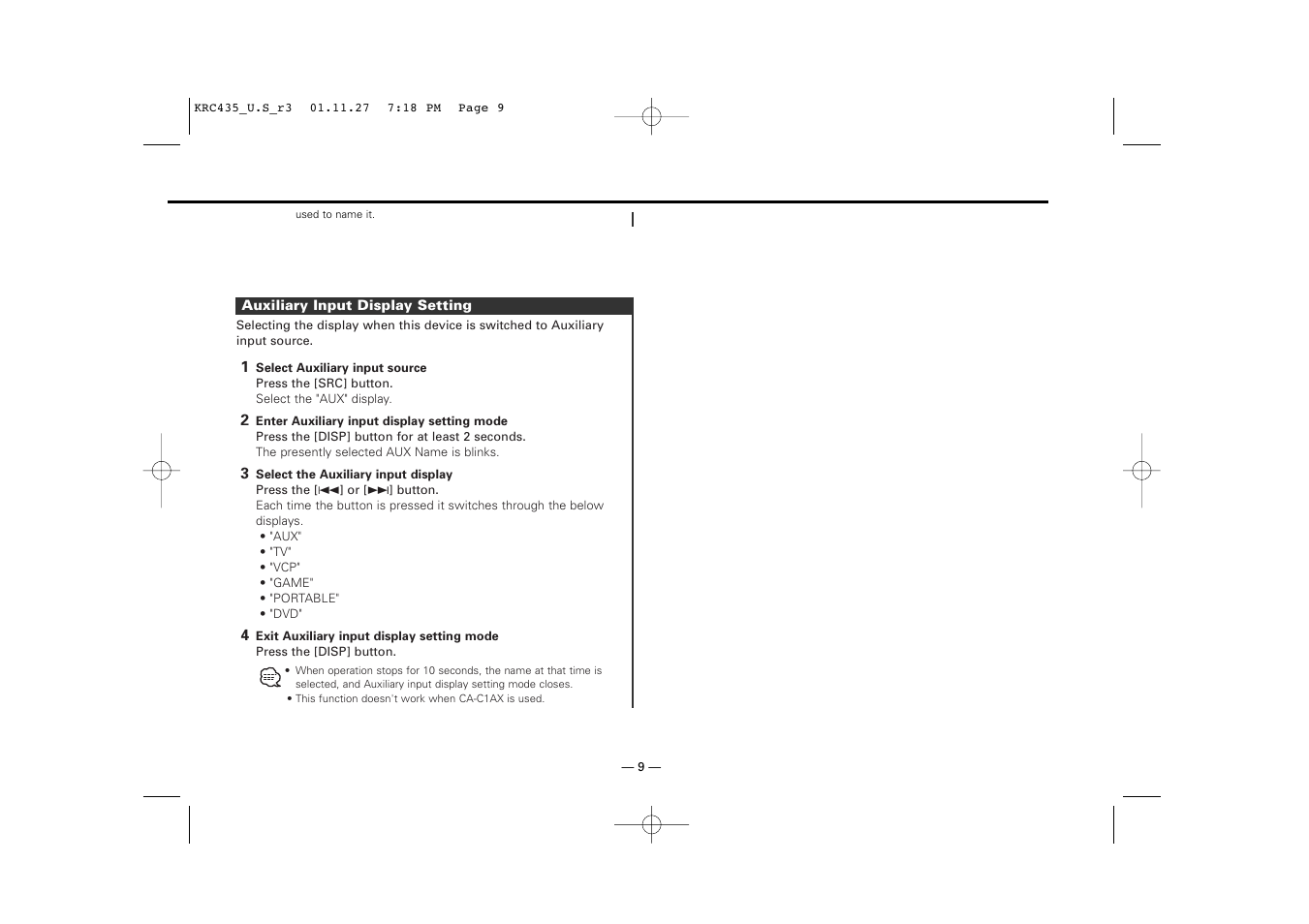 Kenwood KRC-435 User Manual | Page 9 / 31