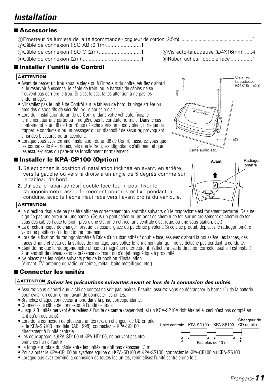 Installation | Kenwood KPA-SD100 User Manual | Page 11 / 44