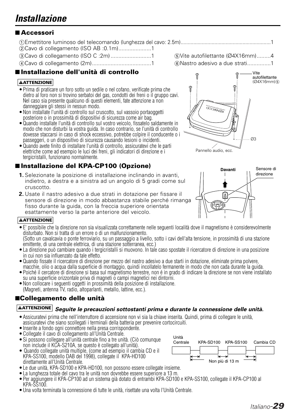 Installazione | Kenwood KPA-SD100 User Manual | Page 29 / 44