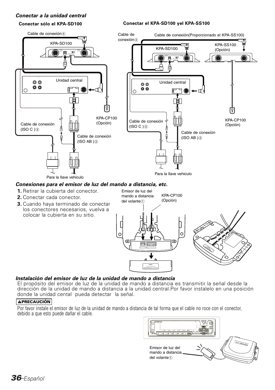 Español, 2 precaución | Kenwood KPA-SD100 User Manual | Page 36 / 44