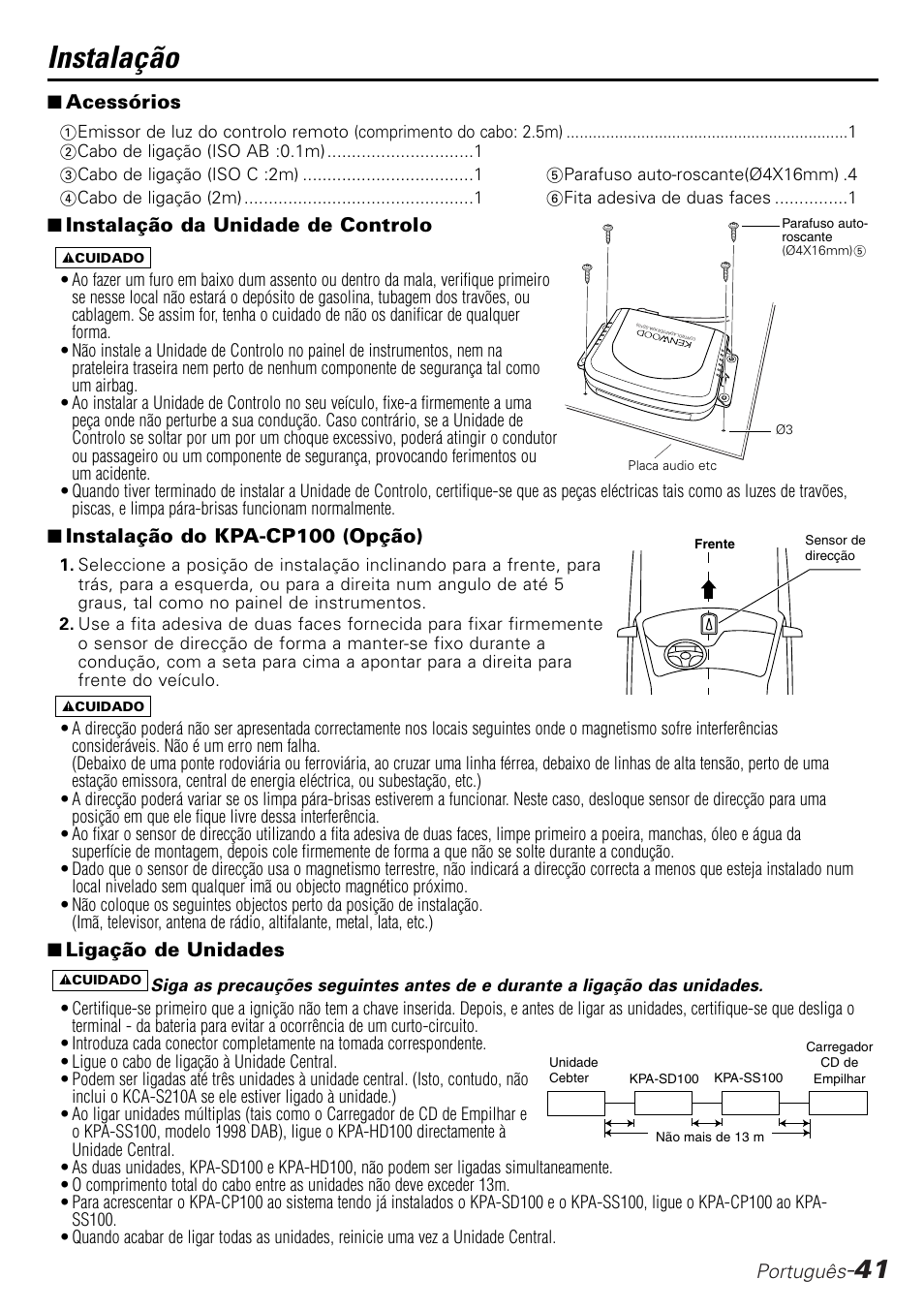 Instalação | Kenwood KPA-SD100 User Manual | Page 41 / 44