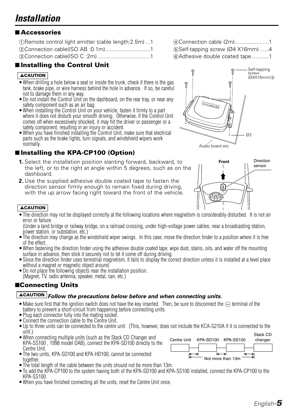 Installation | Kenwood KPA-SD100 User Manual | Page 5 / 44