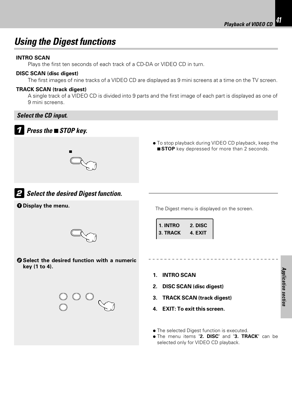 Using the digest functions | Kenwood HM-353V User Manual | Page 41 / 56