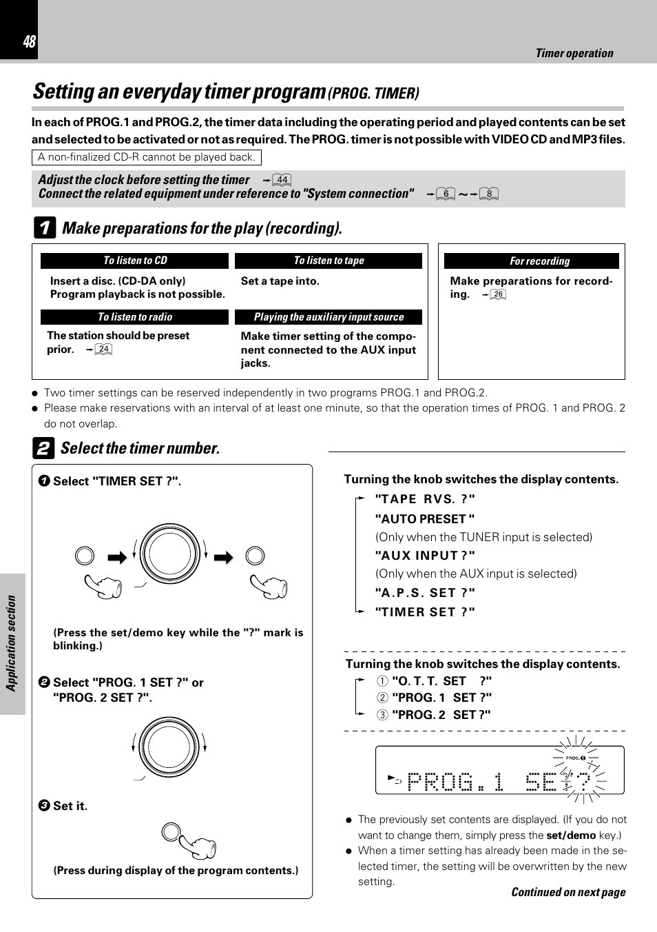 Setting an everyday timer program (prog. timer), Setting an everyday timer program | Kenwood HM-353V User Manual | Page 48 / 56