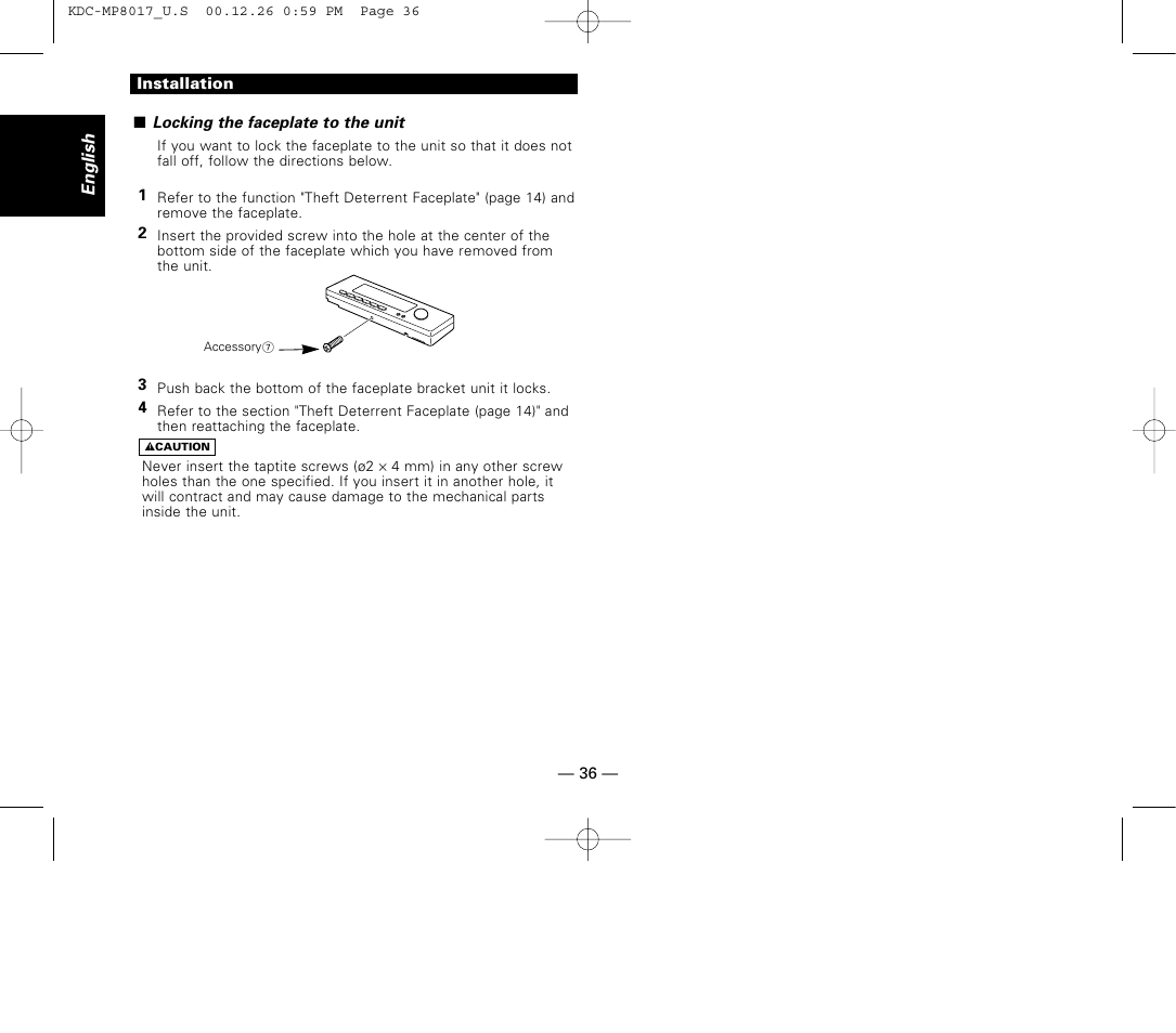 Kenwood KDC-MP8017 User Manual | Page 36 / 41