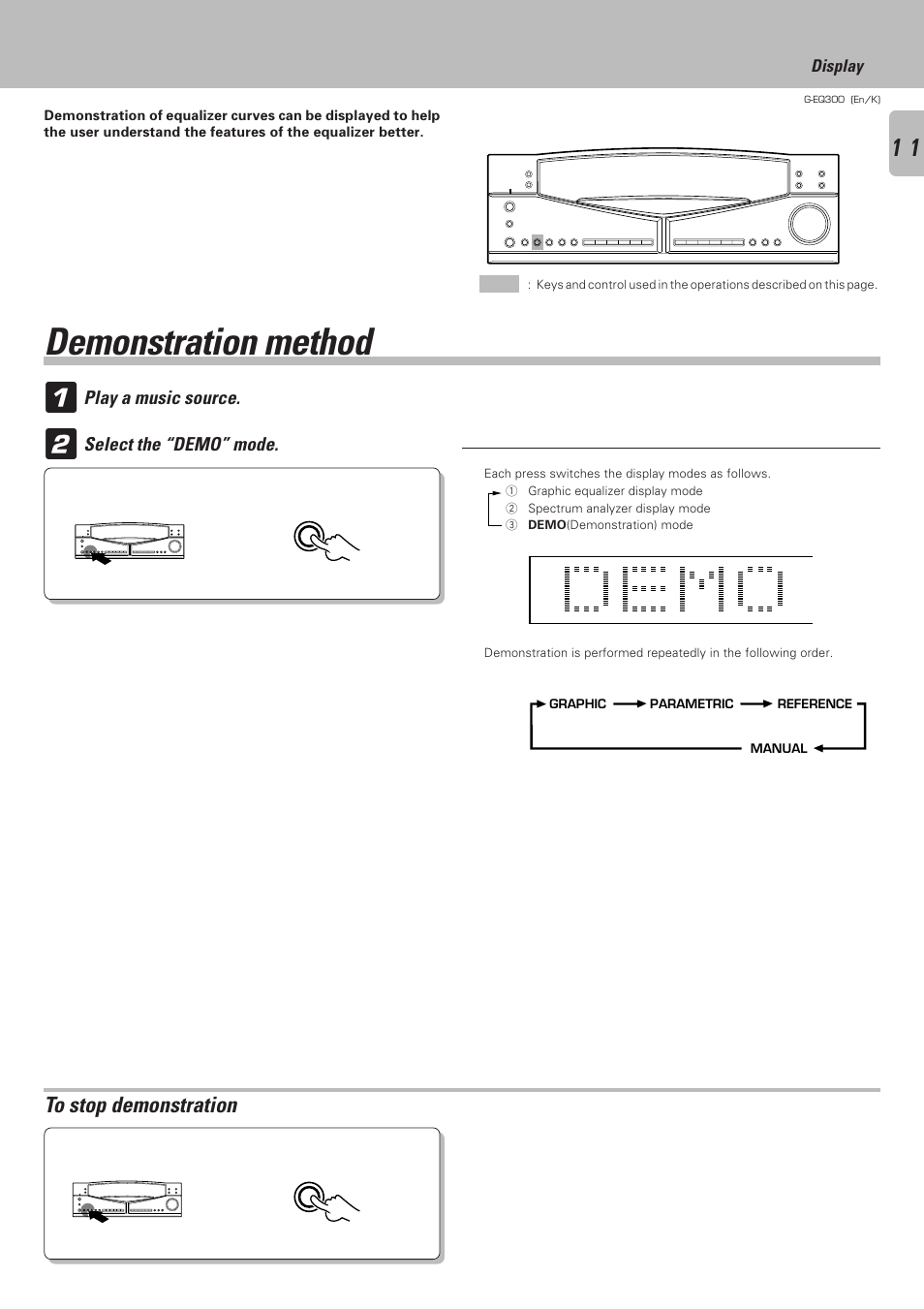 Demonstration method | Kenwood G-EQ300 User Manual | Page 11 / 28