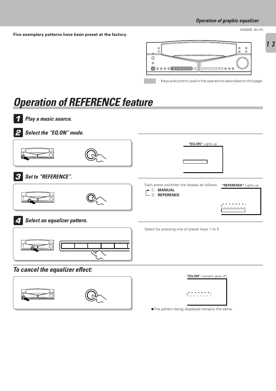Operation of reference feature | Kenwood G-EQ300 User Manual | Page 13 / 28