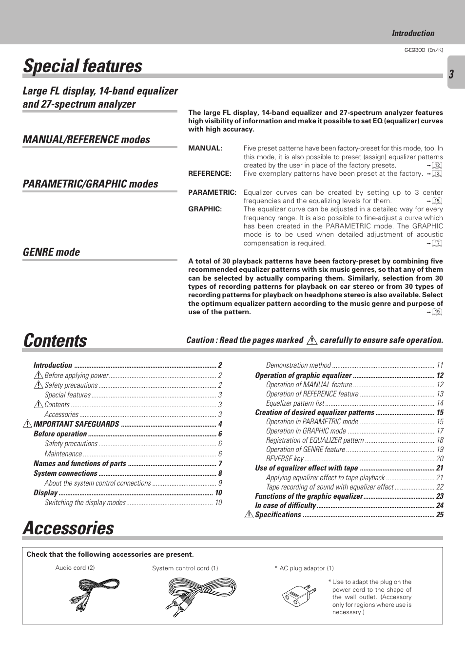 Kenwood G-EQ300 User Manual | Page 3 / 28