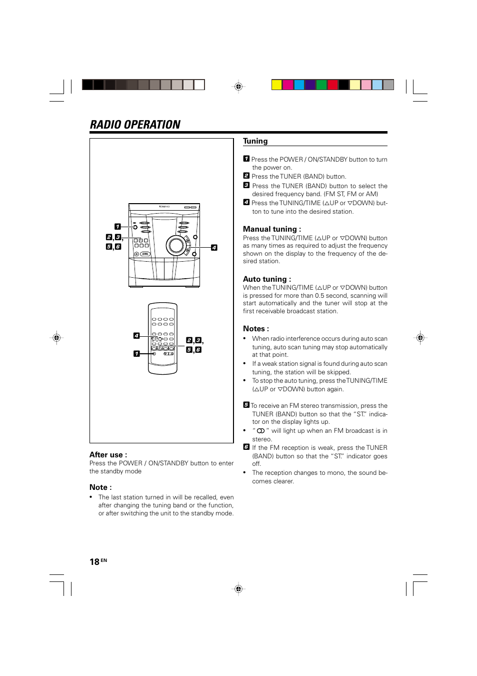 Radio operation, Tuning | Kenwood XD-A75 XD-A55 User Manual | Page 18 / 32