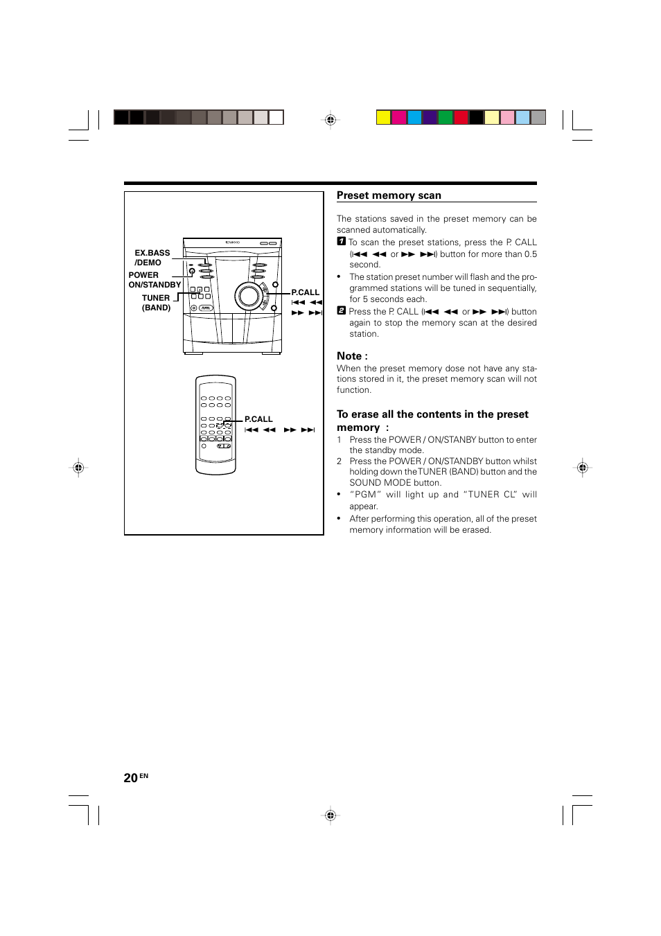 Preset memory scan | Kenwood XD-A75 XD-A55 User Manual | Page 20 / 32