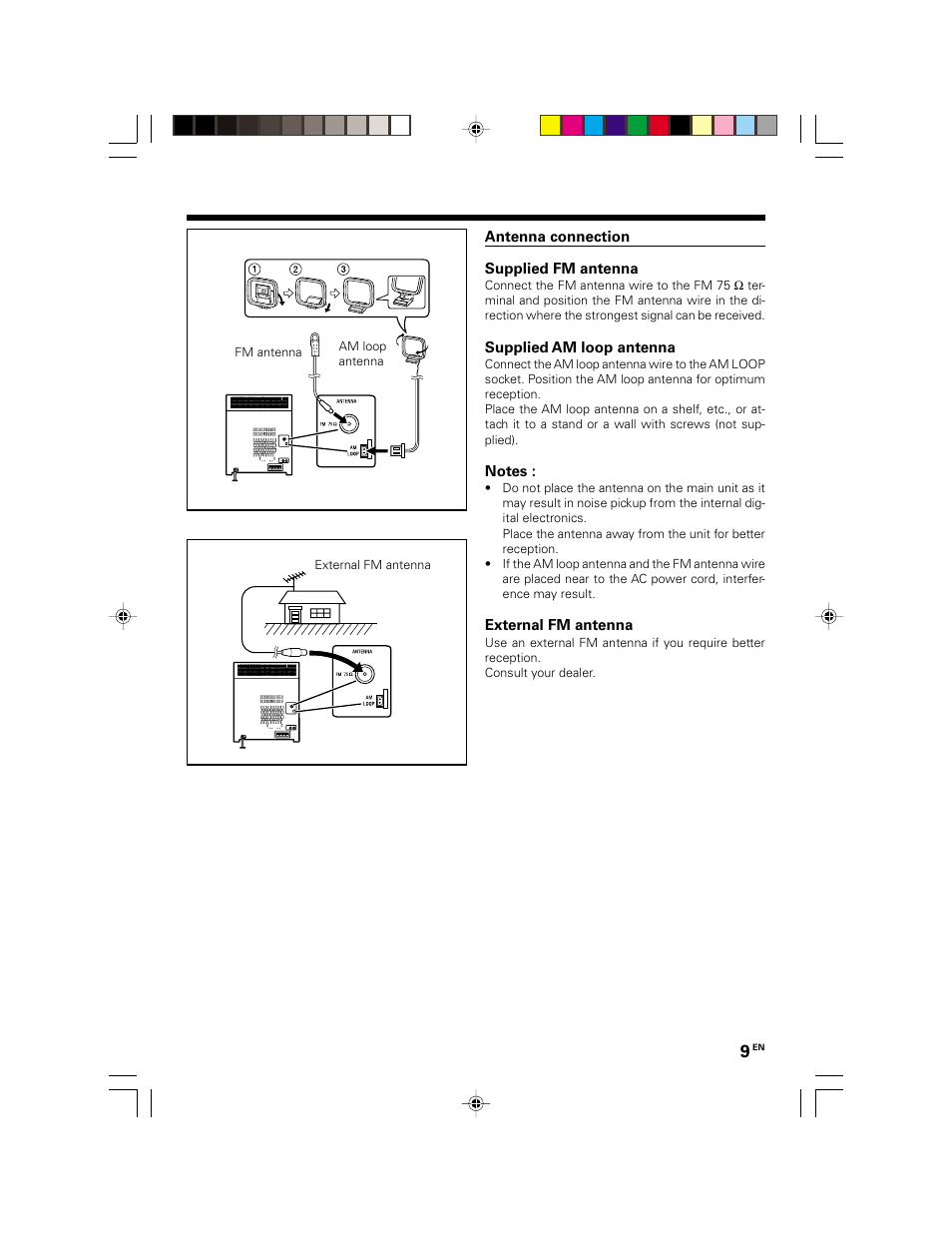 Antenna connection | Kenwood XD-A75 XD-A55 User Manual | Page 9 / 32