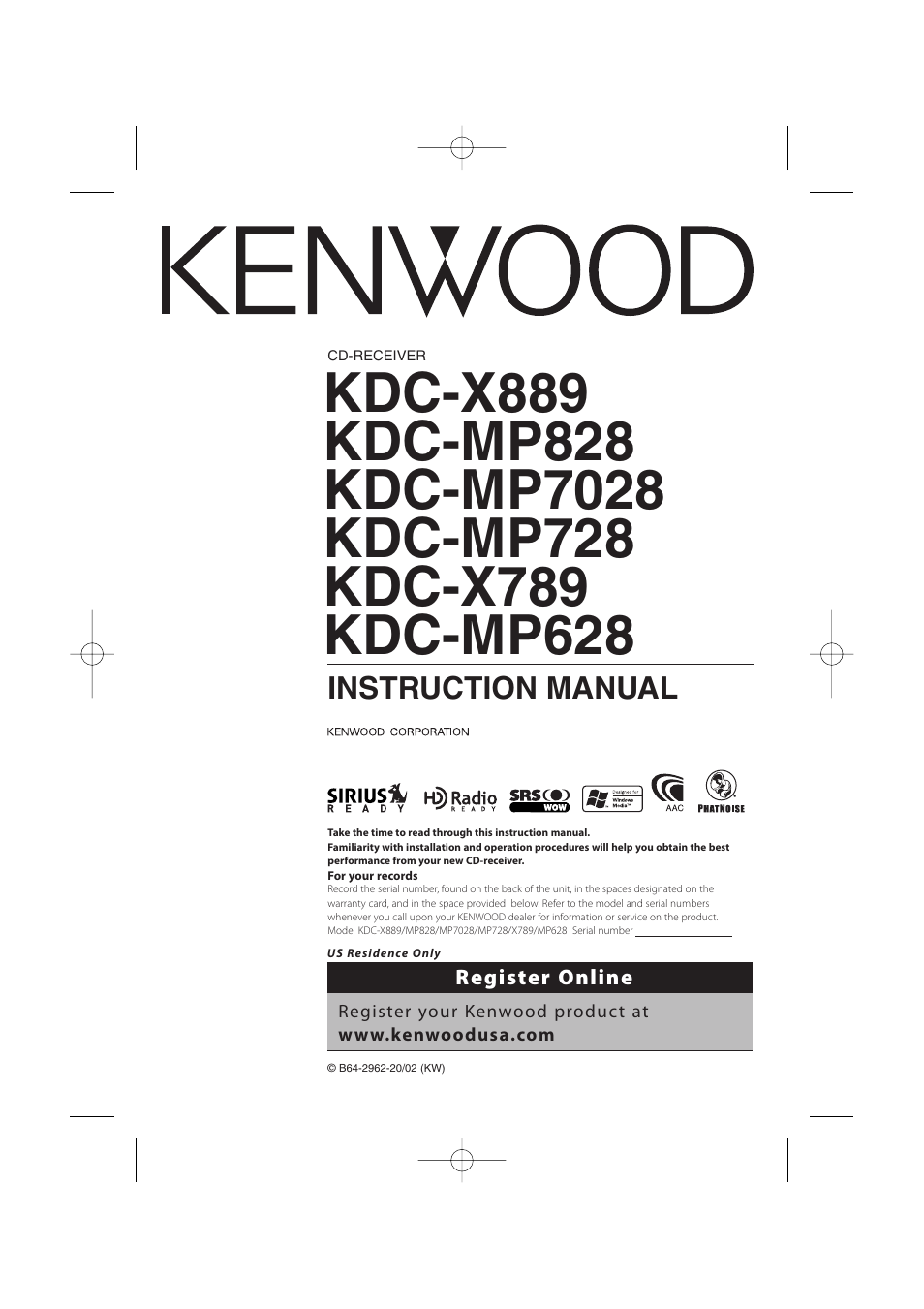 Kenwood KDC-MP628 User Manual | 64 pages