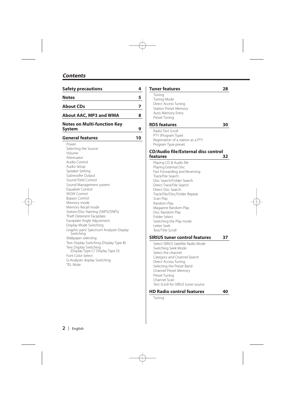 Kenwood KDC-MP628 User Manual | Page 2 / 64