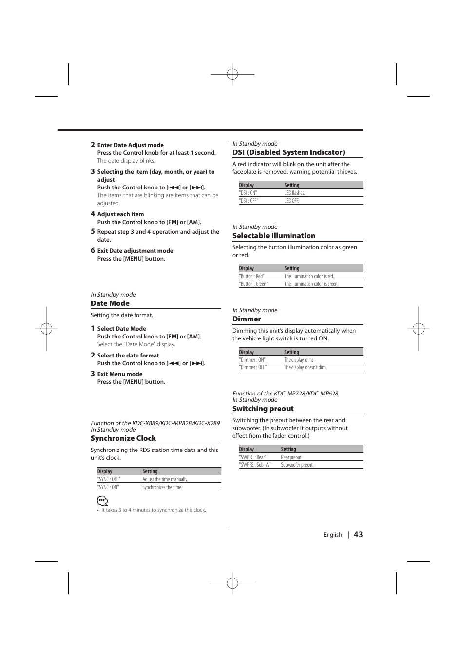 Kenwood KDC-MP628 User Manual | Page 43 / 64