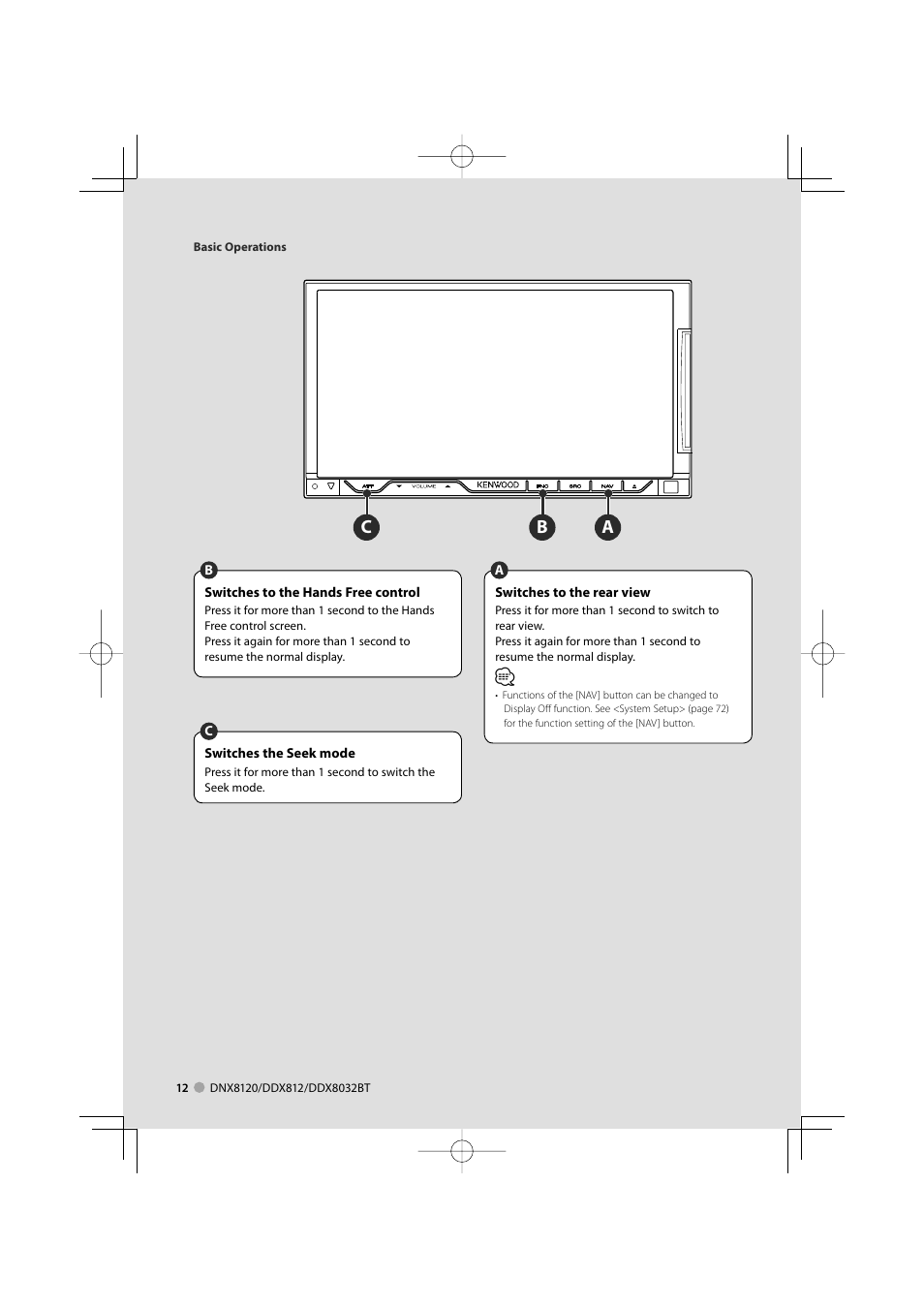 Ab c | Kenwood Excelon DDX812 User Manual | Page 12 / 112