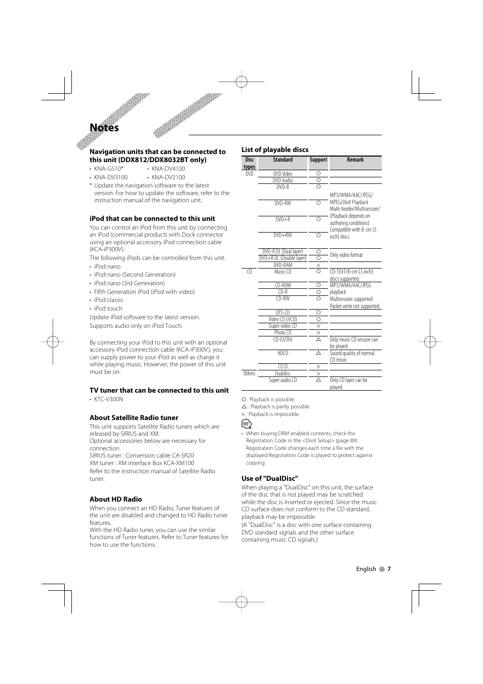 Kenwood Excelon DDX812 User Manual | Page 7 / 112