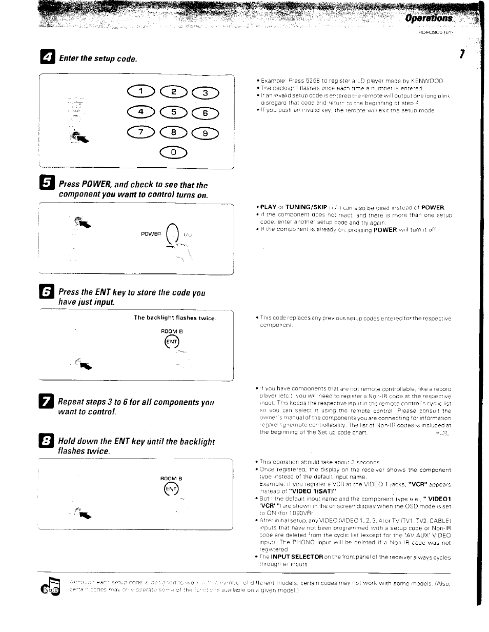 Enter the setup code | Kenwood RC-R0905 User Manual | Page 7 / 27