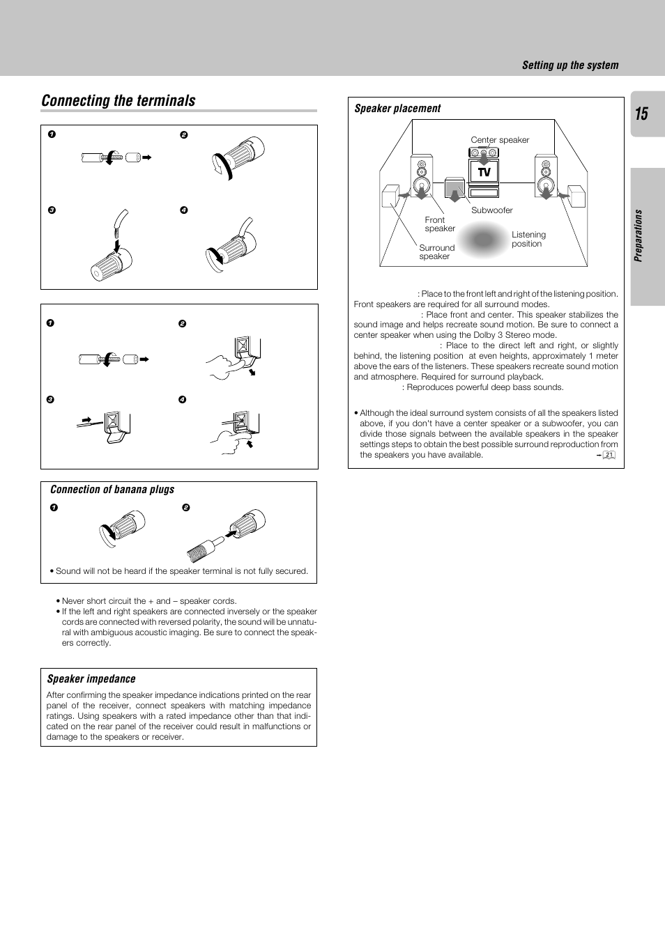 Connecting the terminals | Kenwood KRF-X9050D User Manual | Page 15 / 52