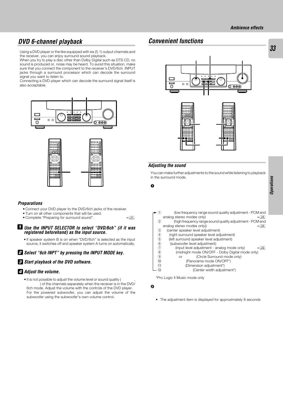 Dvd 6-channel playback, Convenient functions | Kenwood KRF-X9050D User Manual | Page 33 / 52