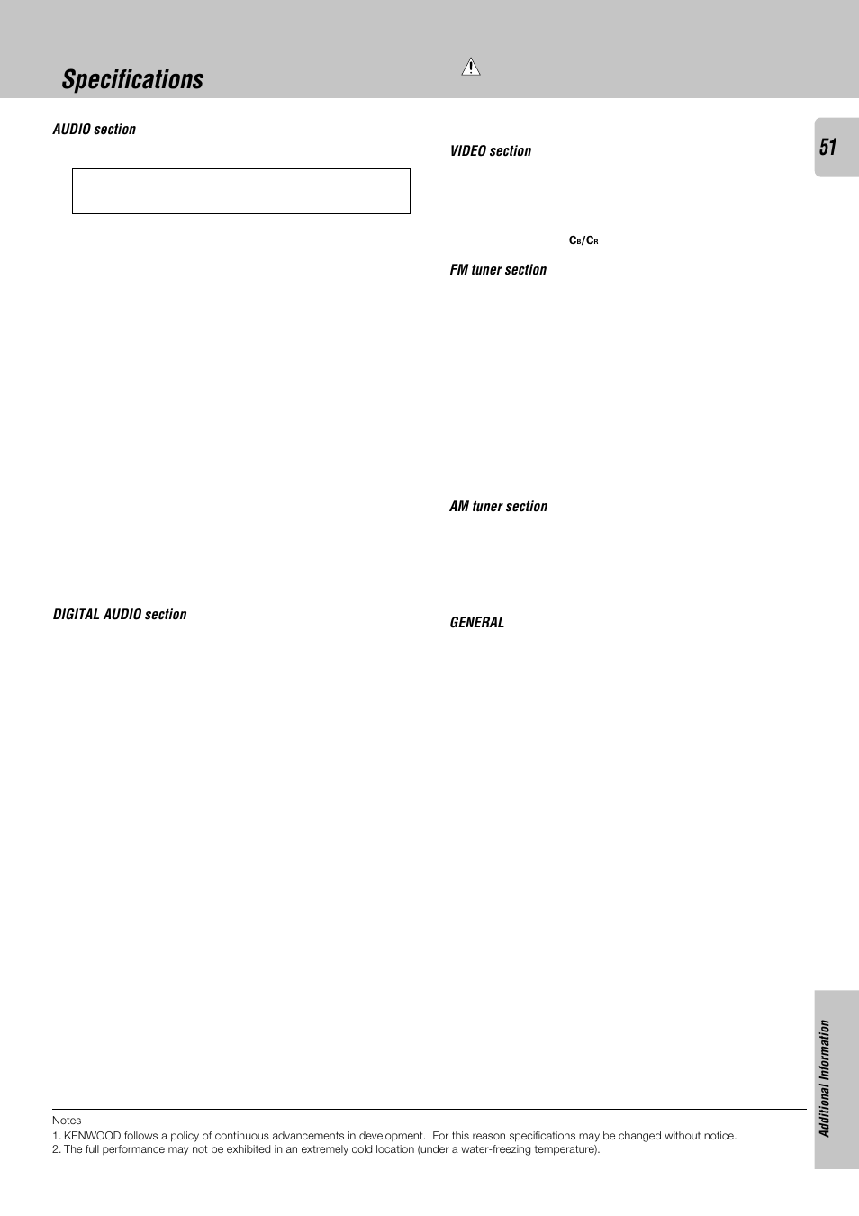 Specifications | Kenwood KRF-X9050D User Manual | Page 51 / 52