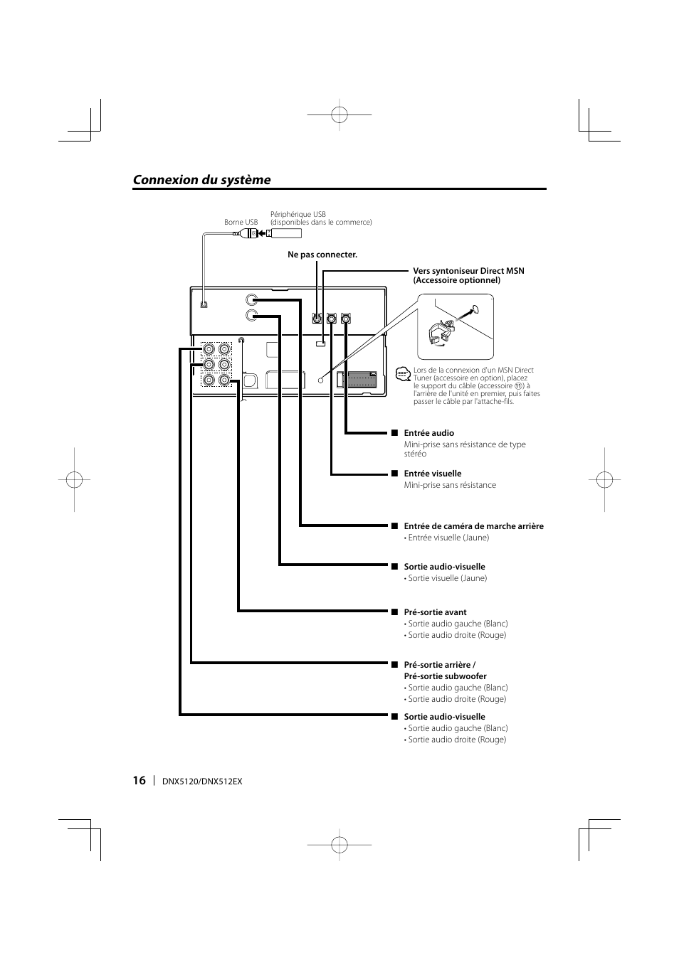 Connexion du système | Kenwood DNX512EX User Manual | Page 16 / 32