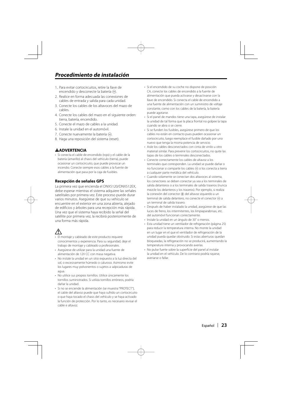 Procedimiento de instalación | Kenwood DNX512EX User Manual | Page 23 / 32