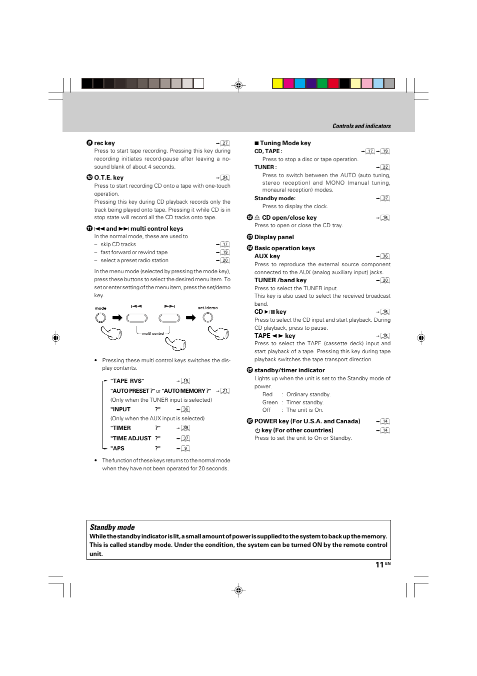 Standby mode | Kenwood HM-535 User Manual | Page 11 / 48