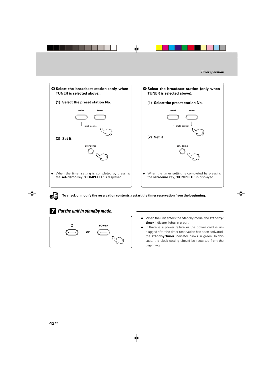 Put the unit in standby mode | Kenwood HM-535 User Manual | Page 42 / 48