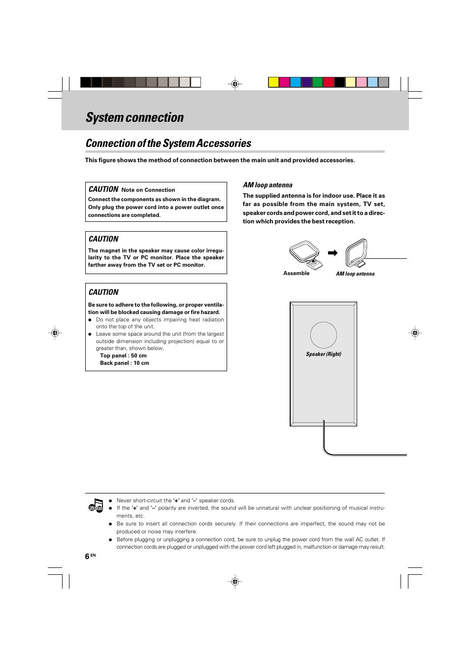 System connection, Connection of the system accessories | Kenwood HM-535 User Manual | Page 6 / 48