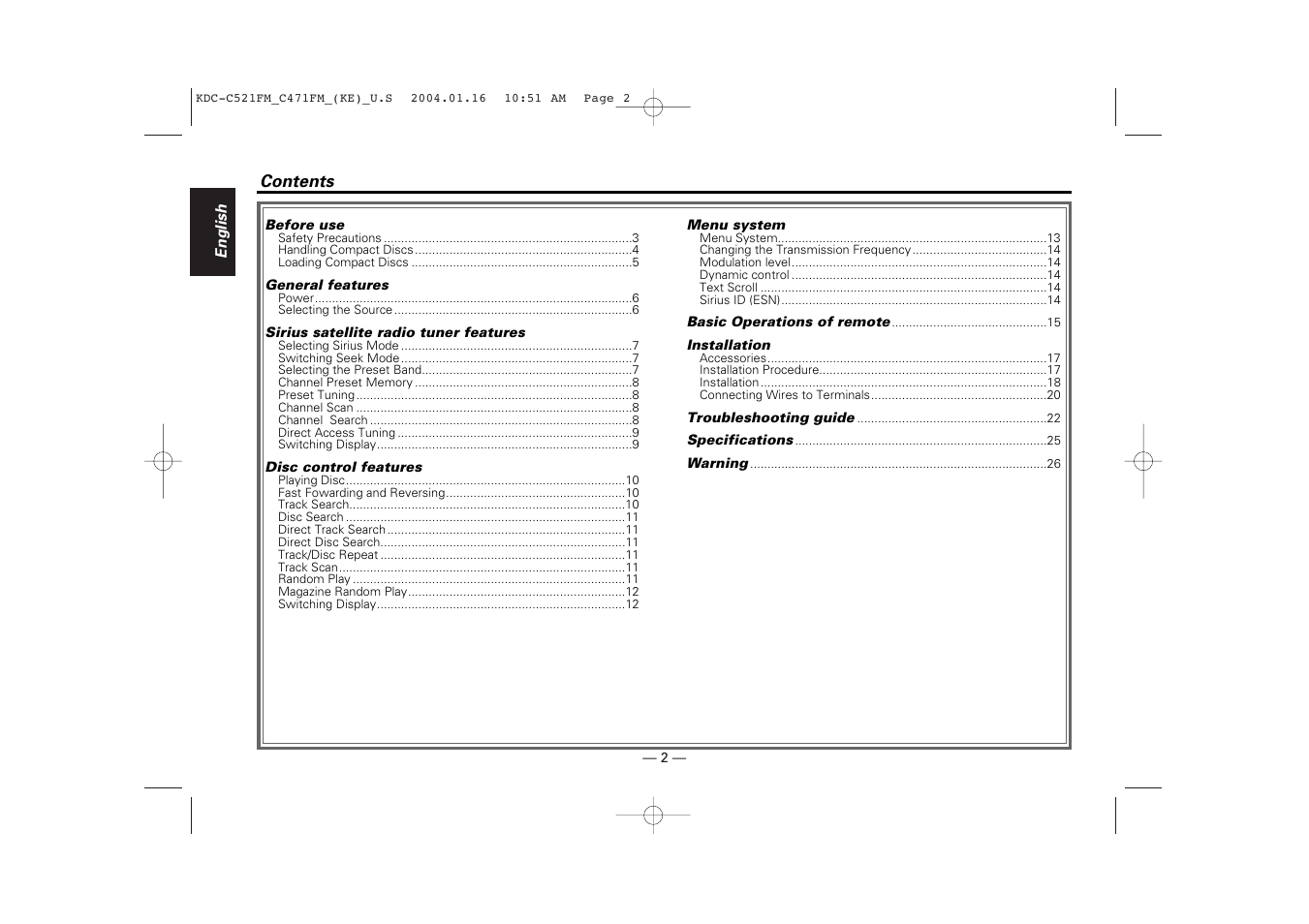 Kenwood C471FM User Manual | Page 2 / 76