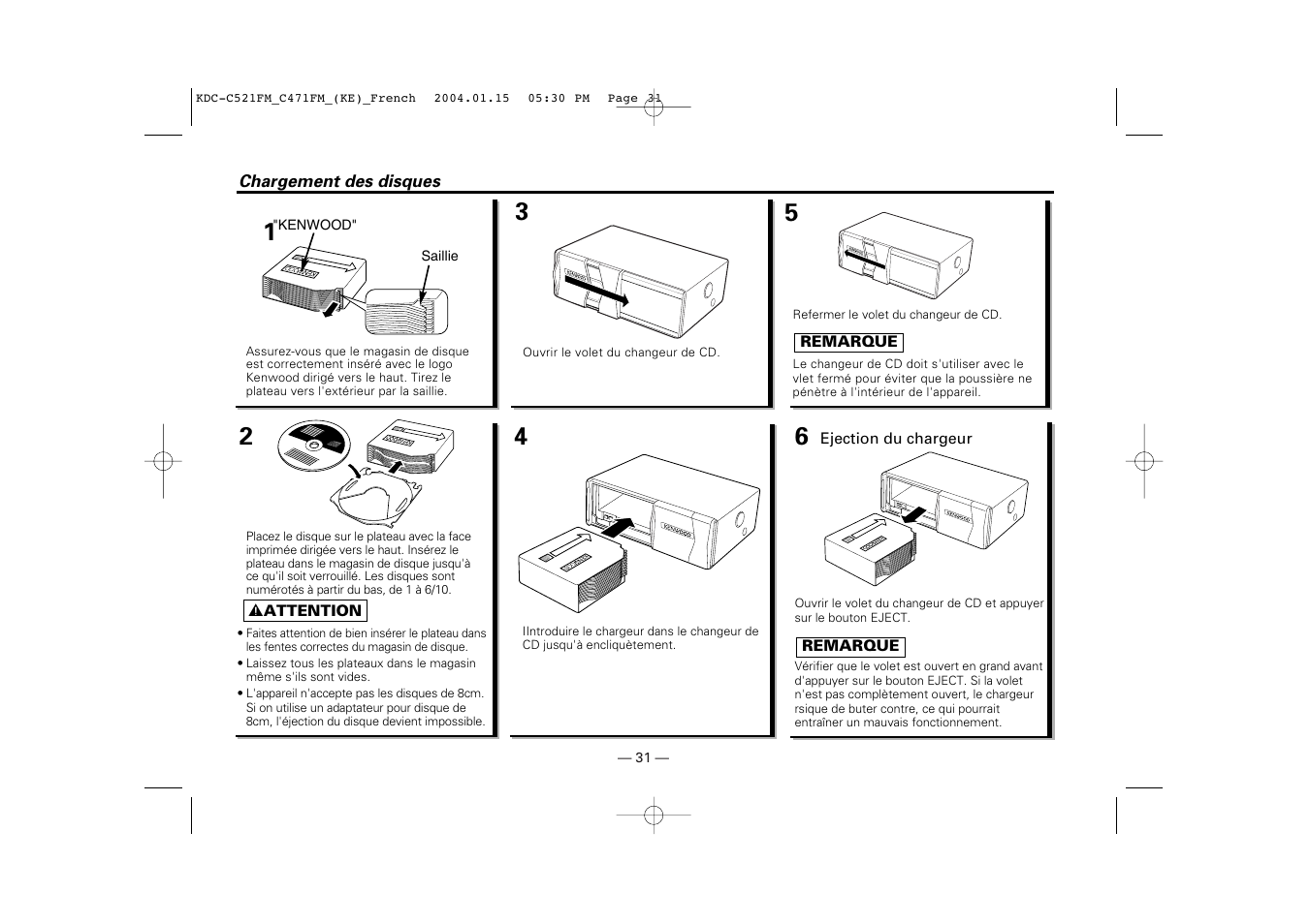 Chargement des disques | Kenwood C471FM User Manual | Page 31 / 76