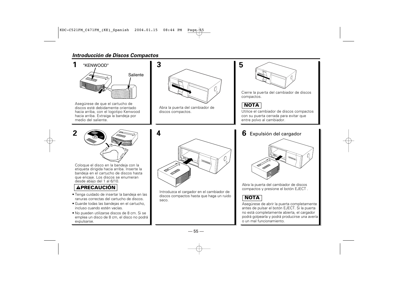 Introduccion de discos compactos | Kenwood C471FM User Manual | Page 55 / 76