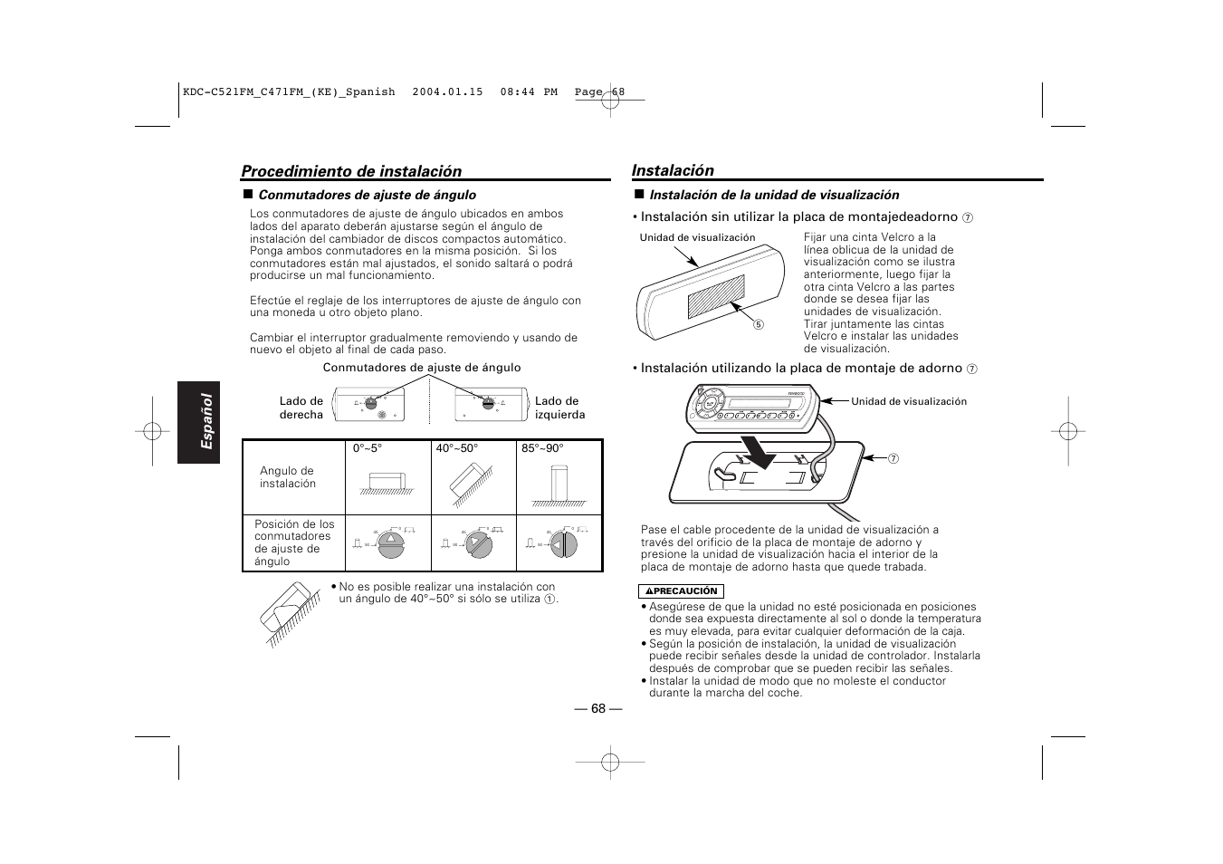 Instalacion | Kenwood C471FM User Manual | Page 68 / 76