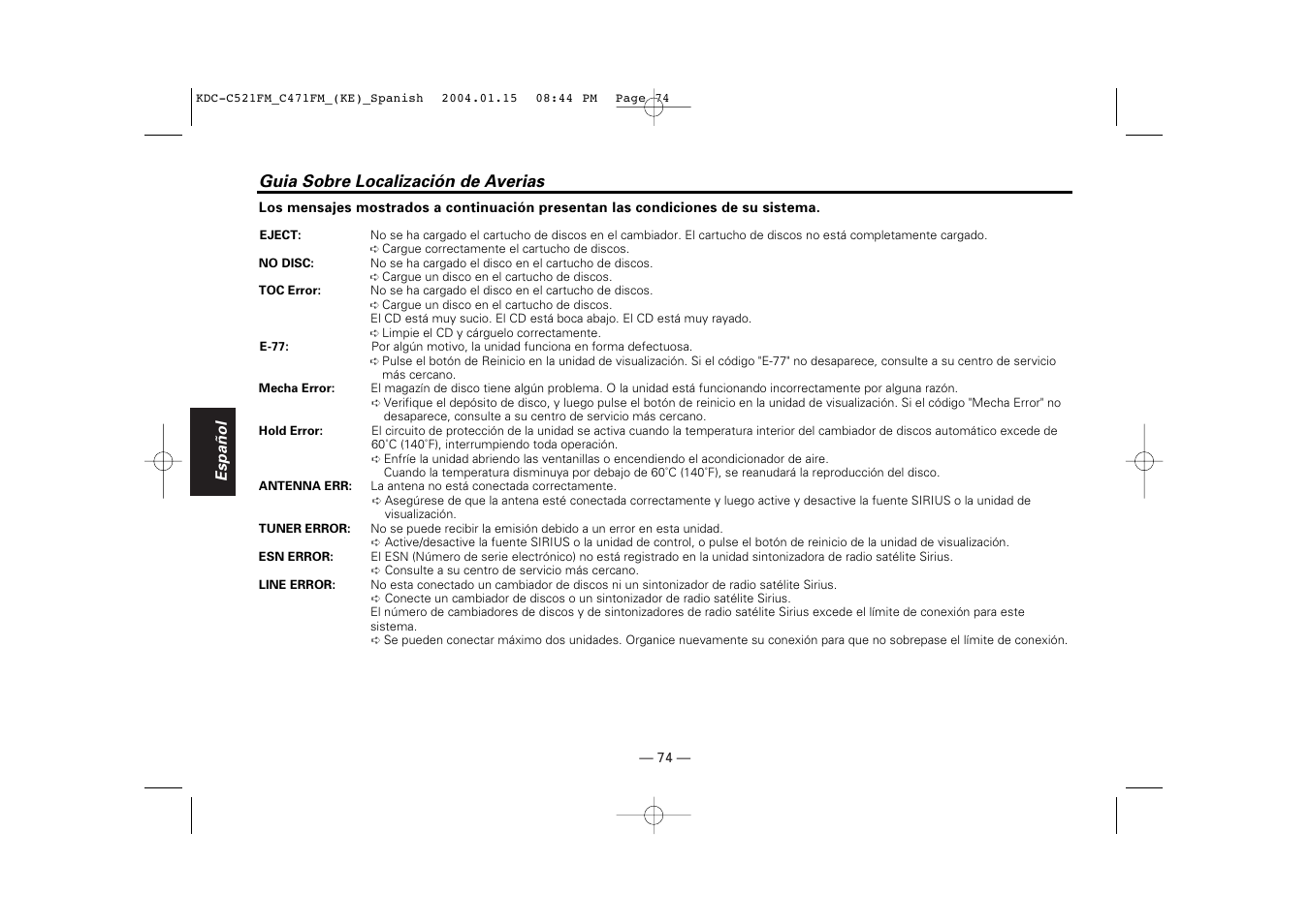 Guia sobre localización de averias | Kenwood C471FM User Manual | Page 74 / 76