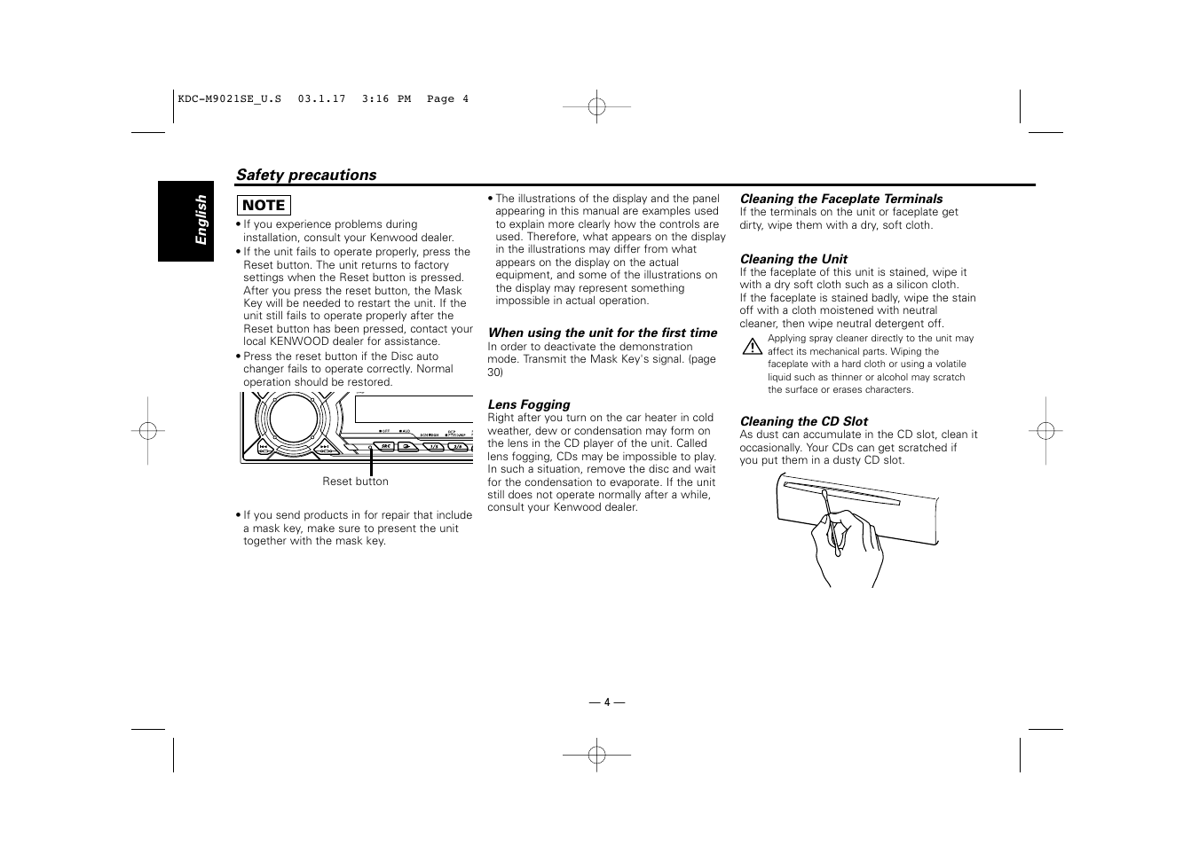 Kenwood KDC-M9021   EN User Manual | Page 4 / 52